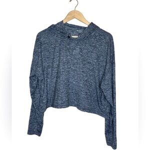 ATHLETA gray marled long sleeve oversized hooded pullover cropped sweatshirt.